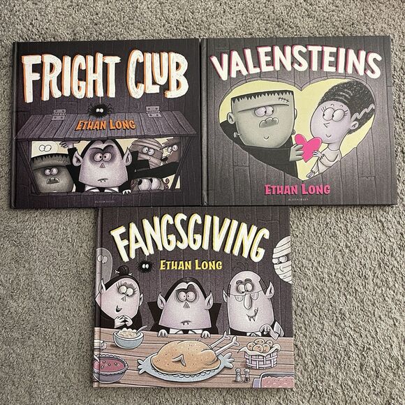 Ethan Long Book Lot Fright Club Fansgiving Valentinsteins Kids Books Halloween - Picture 1 of 5